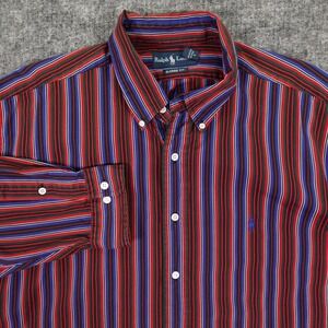 Ralph Lauren Shirt Mens XL 17.5 Classic Fit Multicolor Stripe Long Sleeve Casual